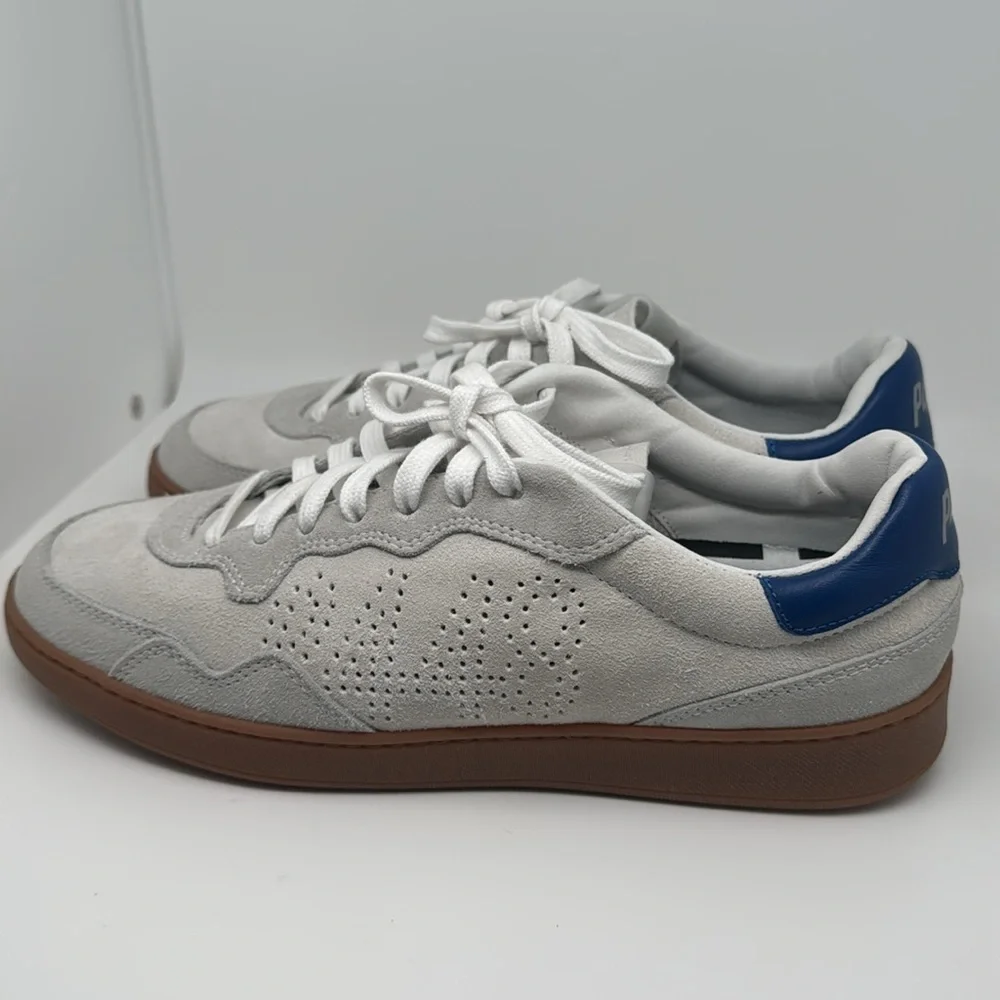 P448 Mens White At Heel and Tongue Vert Toe Wedge Leather Sneakers Shoes Size 39